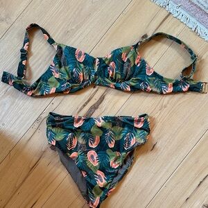 Papaya print, reversible Bikini Set
